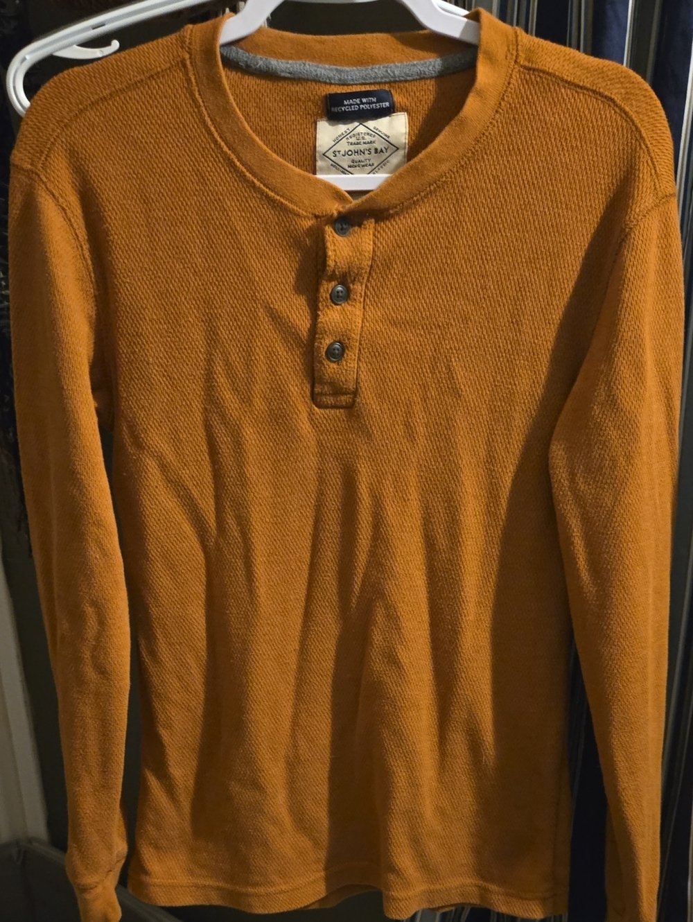 St. John's Bay Men's Long-Sleeve Henley Shirt - Mustard Size Small